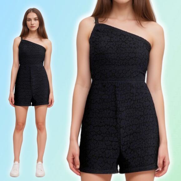 Zara Pants - NWT ZARA Lace Asymmetrical Romper Sz Small Black